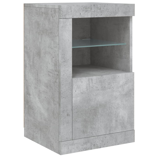 Sideboard in Betongrau mit LED-Beleuchtung Marienca 123x37x67cm