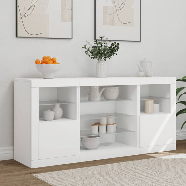 Weißes Sideboard mit LED-Beleuchtung Anghe 142,5x37x67cm