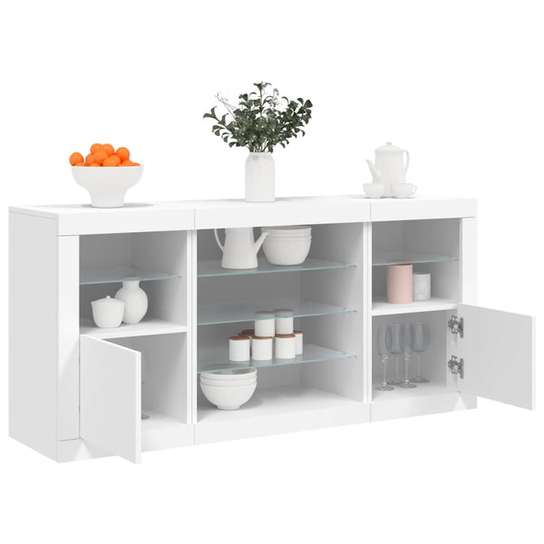 Weißes Sideboard mit LED-Beleuchtung Anghe 142,5x37x67cm