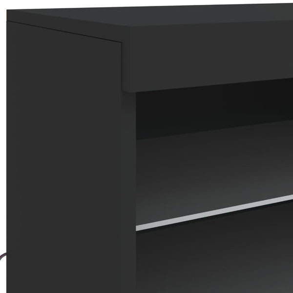 Schwarzes Sideboard mit LED-Beleuchtung Anghe 142,5x37x67cm