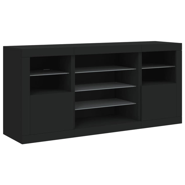 Schwarzes Sideboard mit LED-Beleuchtung Anghe 142,5x37x67cm