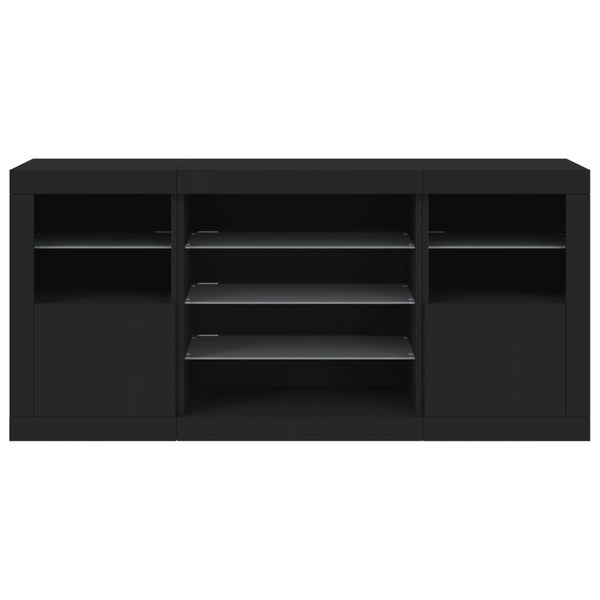 Schwarzes Sideboard mit LED-Beleuchtung Anghe 142,5x37x67cm