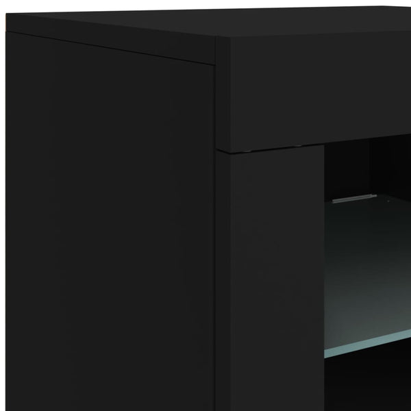 Schwarzes Sideboard mit LED-Beleuchtung Anghe 142,5x37x67cm