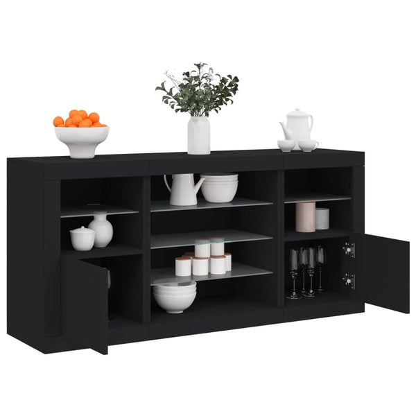 Schwarzes Sideboard mit LED-Beleuchtung Anghe 142,5x37x67cm