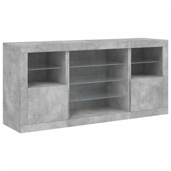 Betongraues Sideboard mit LED-Beleuchtung Anghe 142,5x37x67cm