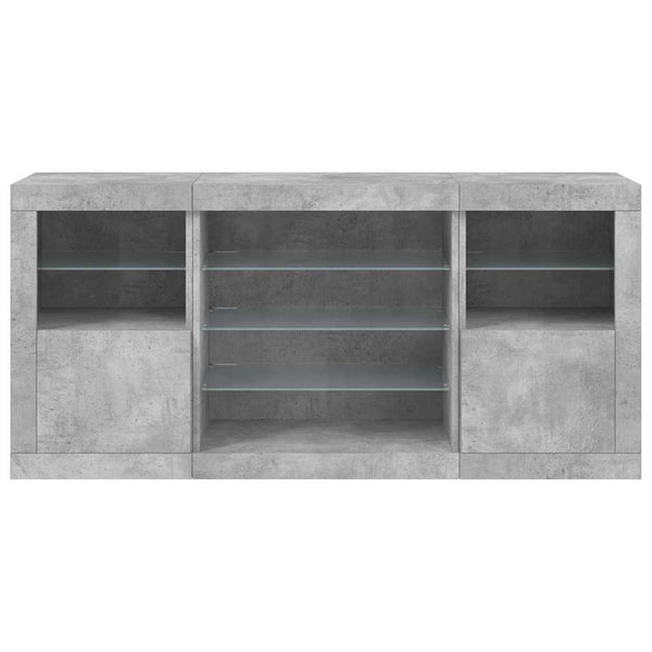 Betongraues Sideboard mit LED-Beleuchtung Anghe 142,5x37x67cm
