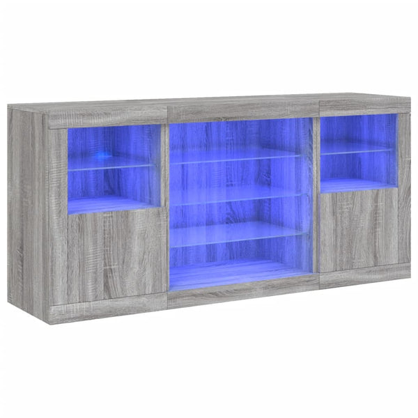 Graues Sideboard mit LED-Beleuchtung Anghe 142,5x37x67cm