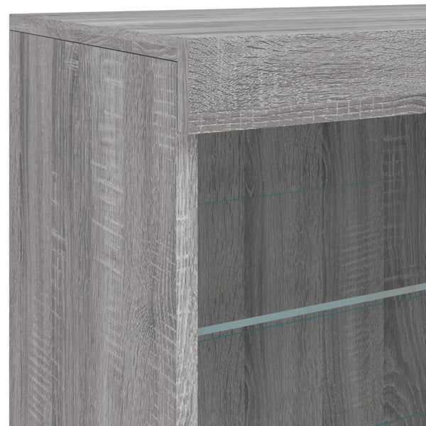 Graues Sideboard mit LED-Beleuchtung Anghe 142,5x37x67cm
