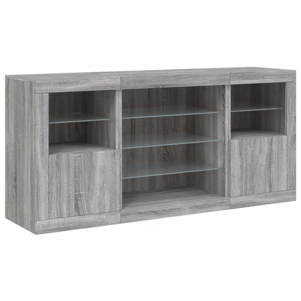 Graues Sideboard mit LED-Beleuchtung Anghe 142,5x37x67cm