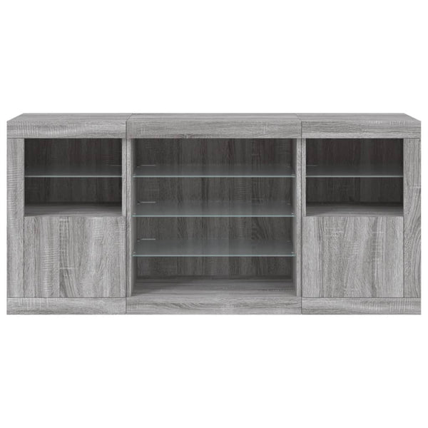 Graues Sideboard mit LED-Beleuchtung Anghe 142,5x37x67cm