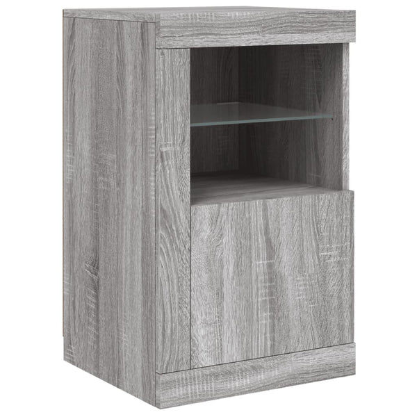 Graues Sideboard mit LED-Beleuchtung Anghe 142,5x37x67cm