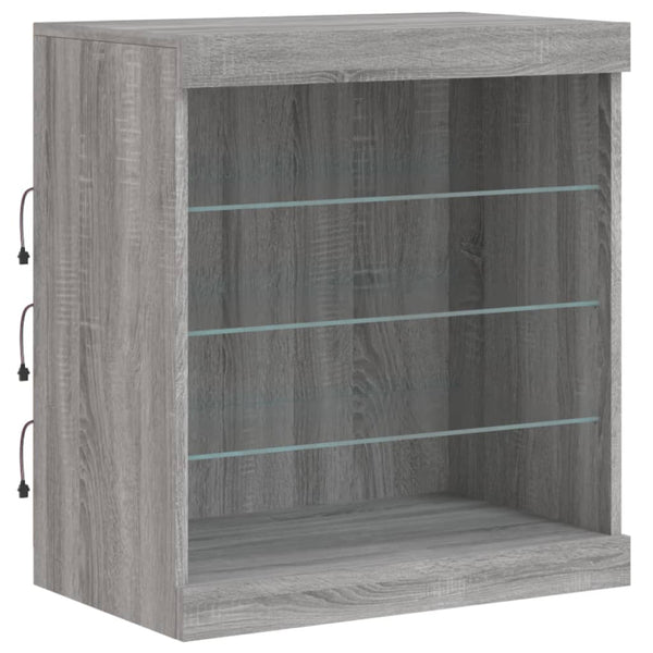 Graues Sideboard mit LED-Beleuchtung Anghe 142,5x37x67cm