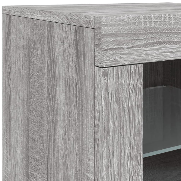 Graues Sideboard mit LED-Beleuchtung Anghe 142,5x37x67cm