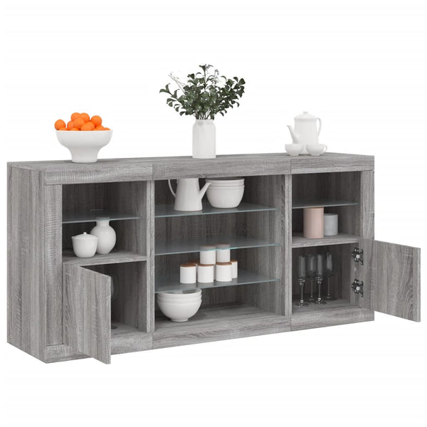 Graues Sideboard mit LED-Beleuchtung Anghe 142,5x37x67cm