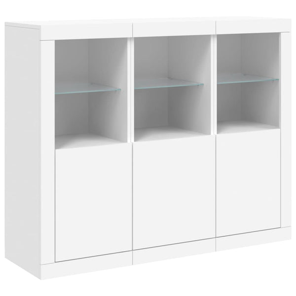Weißes Sideboard mit LED-Beleuchtung Elila (3 Holzteile)