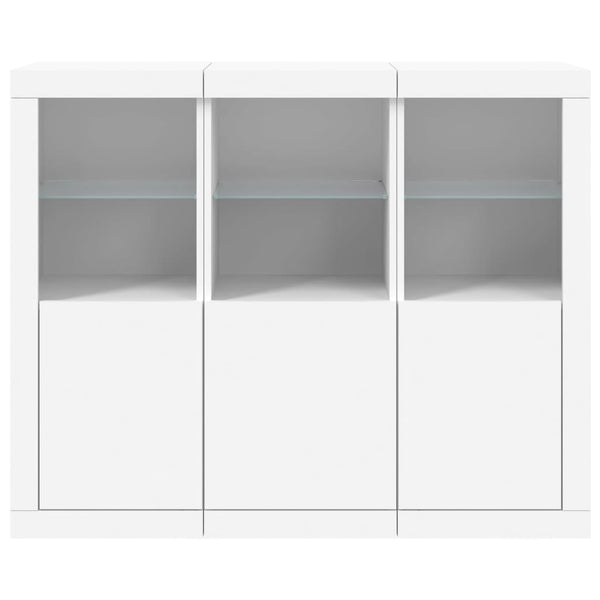 Weißes Sideboard mit LED-Beleuchtung Elila (3 Holzteile)