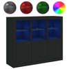 Schwarzes Sideboard aus Holzwerkstoff mit LED-Beleuchtung, 3er-Pack