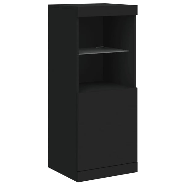 Schwarzes Sideboard aus Holzwerkstoff mit LED-Beleuchtung, 3er-Pack