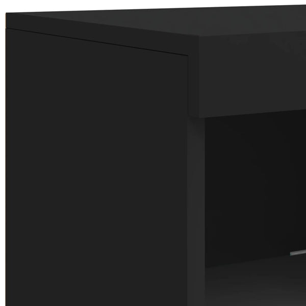 Schwarzes Sideboard aus Holzwerkstoff mit LED-Beleuchtung, 3er-Pack