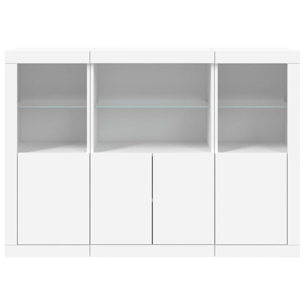 Weißes Sideboard mit LED-Beleuchtung Rodovan (3 Holzstücke)