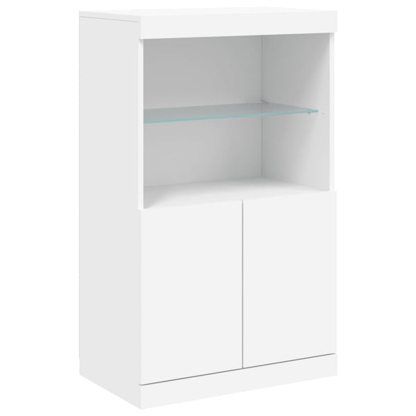 Weißes Sideboard mit LED-Beleuchtung Rodovan (3 Holzstücke)