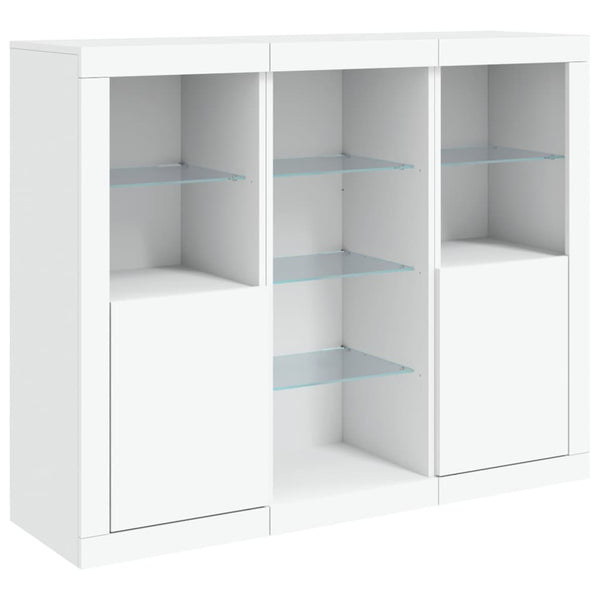 Weißes Sideboard mit LED-Beleuchtung Govorel (3-teilig, Holz)