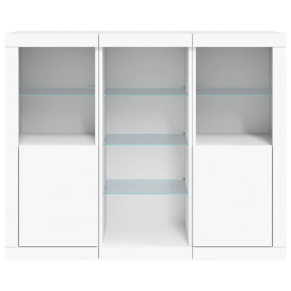 Weißes Sideboard mit LED-Beleuchtung Govorel (3-teilig, Holz)