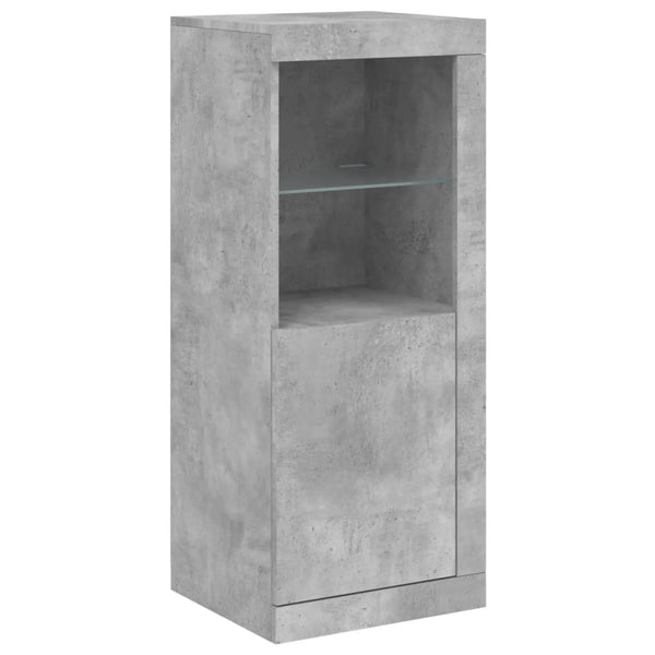 Betongraues Sideboard mit LED-Beleuchtung Govorel 3 St. (Holz)