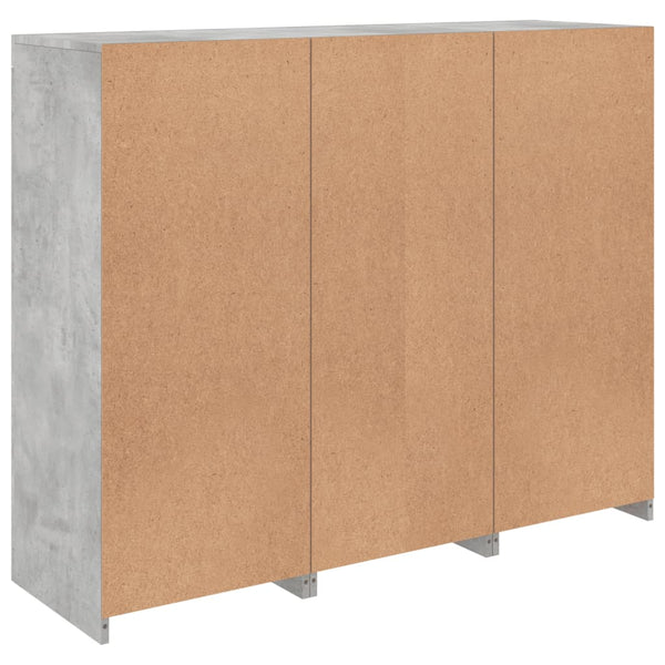 Betongraues Sideboard mit LED-Beleuchtung Govorel 3 St. (Holz)