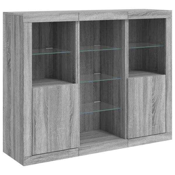 Graue Kommoden mit LED-Beleuchtung Govorel 3 St. (Sonoma Holz)