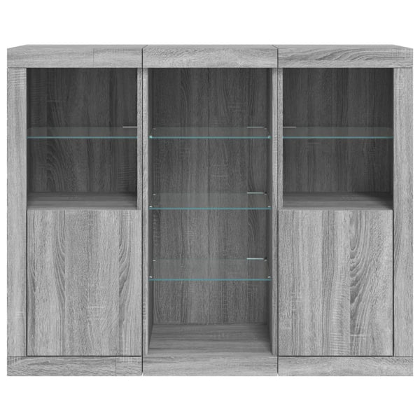 Graue Kommoden mit LED-Beleuchtung Govorel 3 St. (Sonoma Holz)