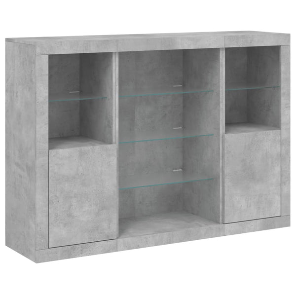 Betongraue Sideboards mit LED-Beleuchtung Taisea 3 St. (Holz)