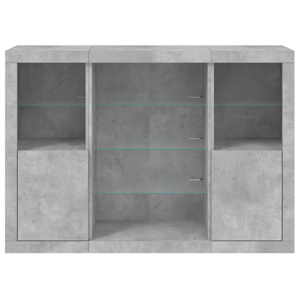 Betongraue Sideboards mit LED-Beleuchtung Taisea 3 St. (Holz)