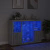Graues Sideboard mit LED-Beleuchtung Taisea 3 Stück (Sonoma Holz)