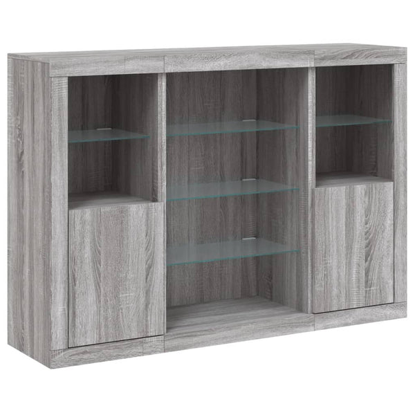 Graues Sideboard mit LED-Beleuchtung Taisea 3 Stück (Sonoma Holz)