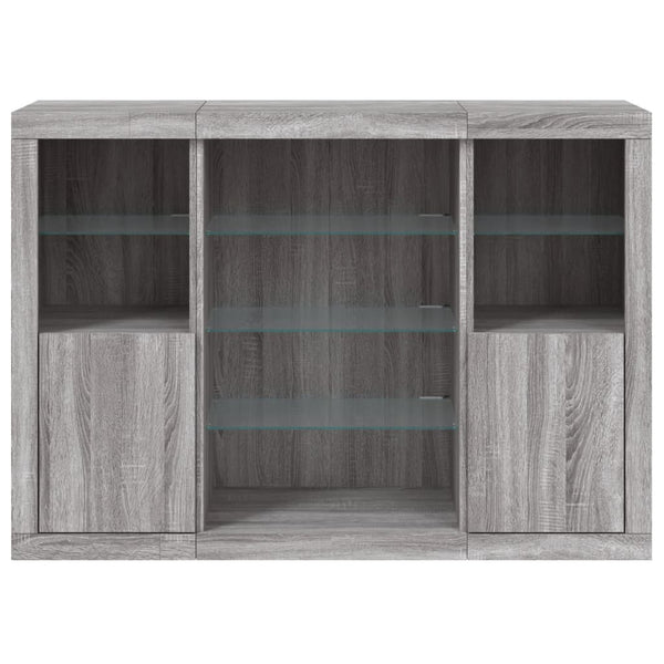 Graues Sideboard mit LED-Beleuchtung Taisea 3 Stück (Sonoma Holz)