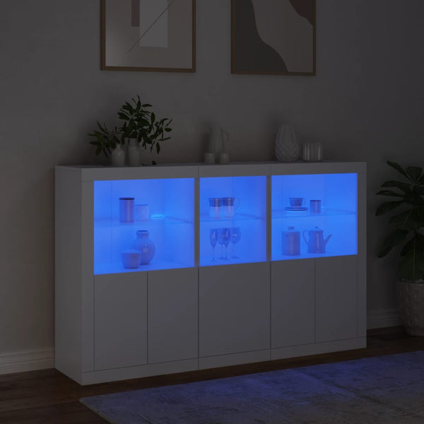 Weißes Sideboard mit LED-Beleuchtung Dumitrea 162x37x100cm