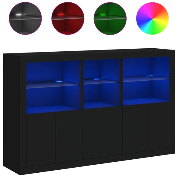 Schwarze Kommode mit LED-Beleuchtung Dumitrean 162x37x100cm