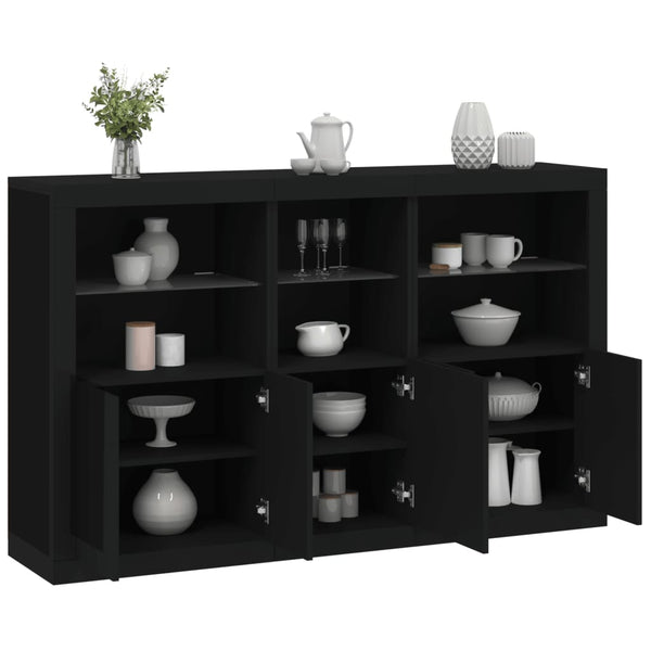 Schwarze Kommode mit LED-Beleuchtung Dumitrean 162x37x100cm