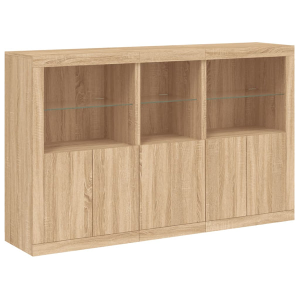 Sonoma-Eiche Sideboard mit LED-Beleuchtung Dumitrean 162x37x100cm