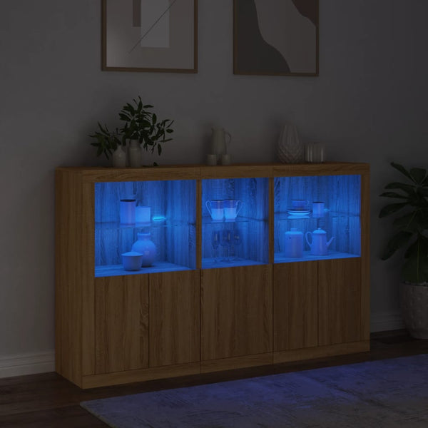 Sonoma-Eiche Sideboard mit LED-Beleuchtung Dumitrean 162x37x100cm