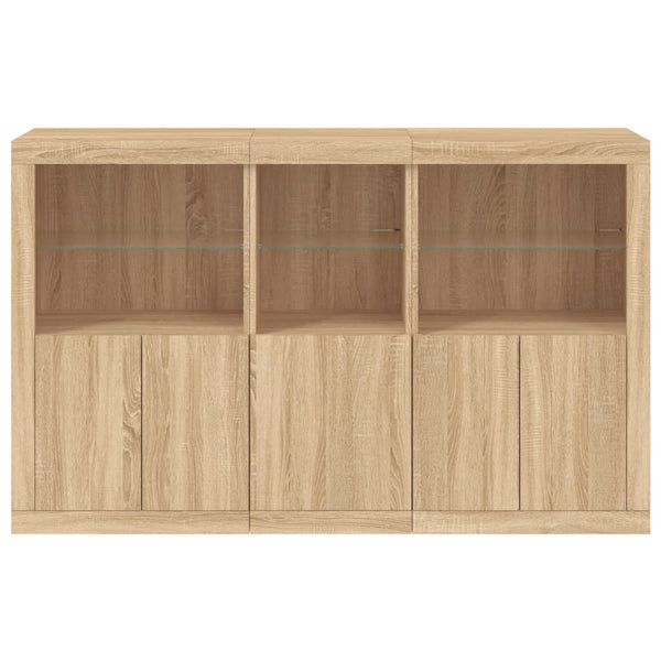 Sonoma-Eiche Sideboard mit LED-Beleuchtung Dumitrean 162x37x100cm