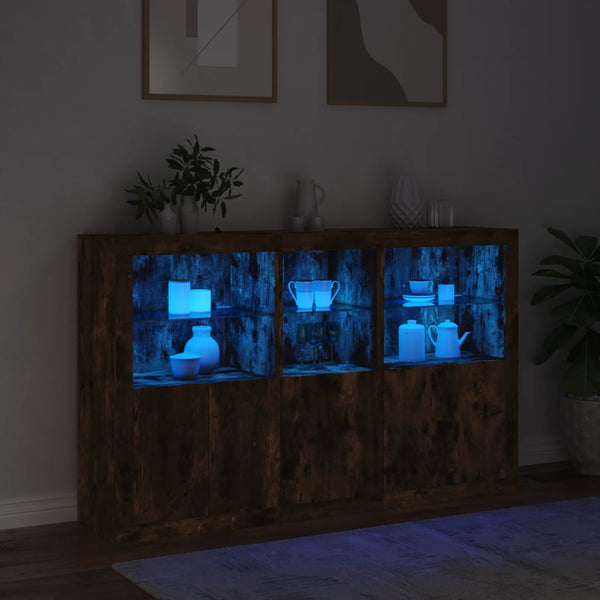 Räuchereiche Sideboard mit LED-Beleuchtung Dumitrean 162x37x100cm
