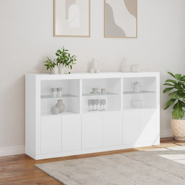 Weißes Sideboard mit LED-Beleuchtung Yosca 181,5x37x100cm
