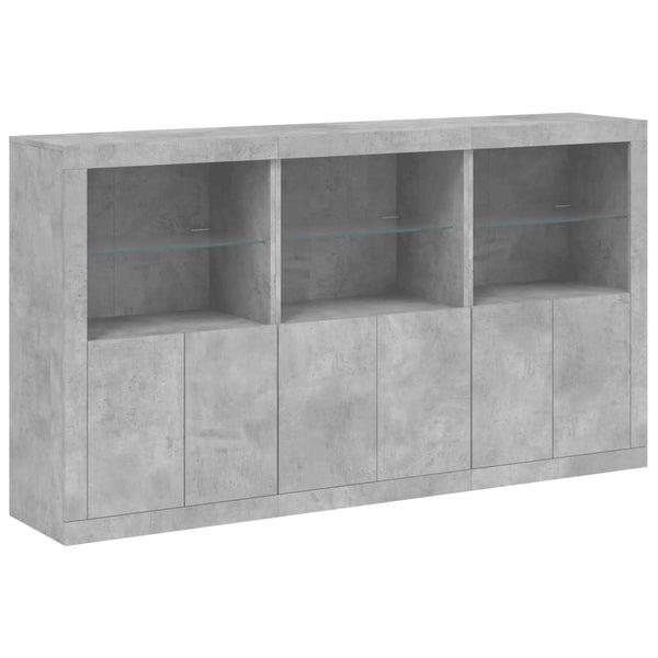 Betongraues Sideboard mit LED-Beleuchtung Yosca 181,5x37x100cm