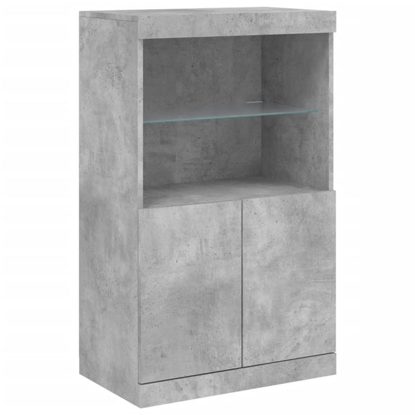 Betongraues Sideboard mit LED-Beleuchtung Yosca 181,5x37x100cm