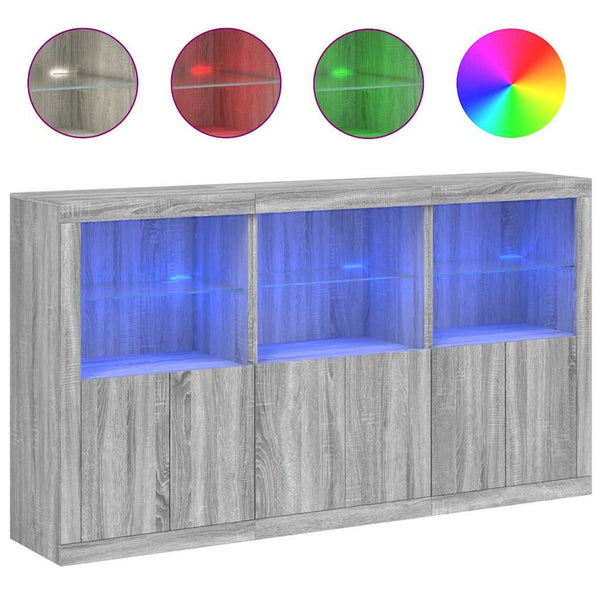 Graues Sideboard mit LED-Beleuchtung Yosca 181,5x37x100cm