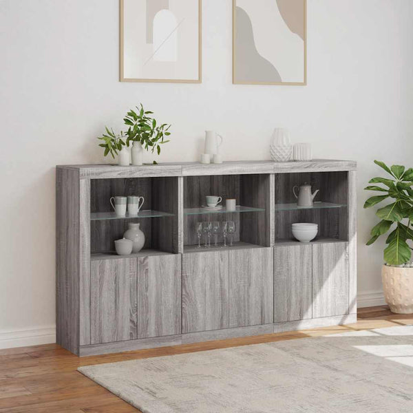 Graues Sideboard mit LED-Beleuchtung Yosca 181,5x37x100cm