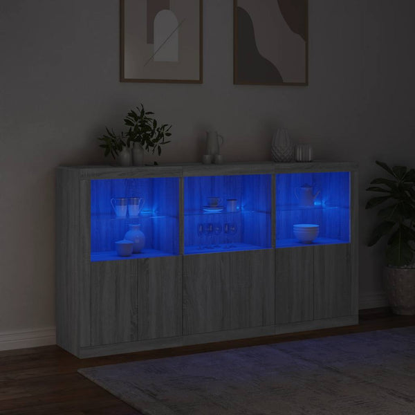 Graues Sideboard mit LED-Beleuchtung Yosca 181,5x37x100cm