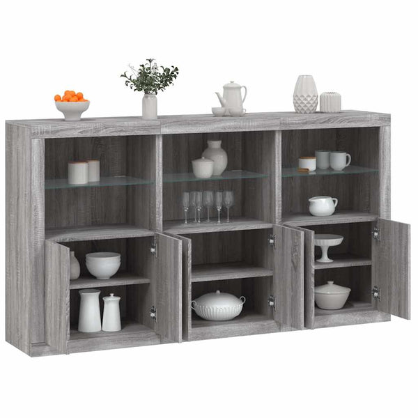 Graues Sideboard mit LED-Beleuchtung Yosca 181,5x37x100cm